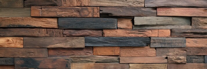 Obraz premium Rustic Wooden Wall Texture Featuring Aged Wood Planks with Varied Colors and Surface Details