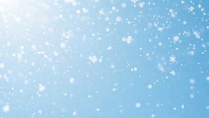 Fototapeta premium A serene winter landscape with snowfall against a clear blue sky Whisk