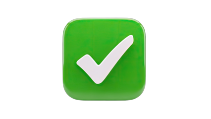 Check Mark Icon on Green Square - Approval Concept