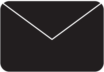 A simple, black, rounded rectangular envelope icon with a white V-shaped line representing the flap.