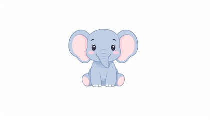 Fototapeta premium Cute Elephant Cartoon Sitting Illustration