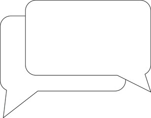 Two overlapping blank speech bubbles representing communication or dialogue.