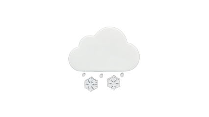 Cloud Snowing Snowflake Icon on White Background