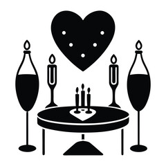 Romantic New Year Dinner with Candles and Champagne