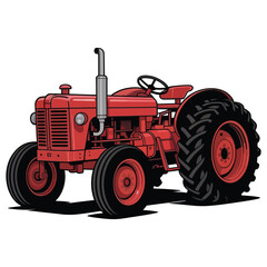 red tractor isolated
