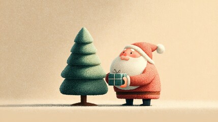 santa claus with christmas tree