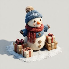 snowman with gifts