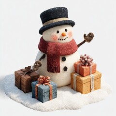snowman with gifts