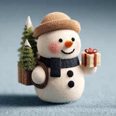 snowman with a gift