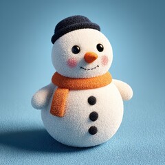 cute snowman on the snow
