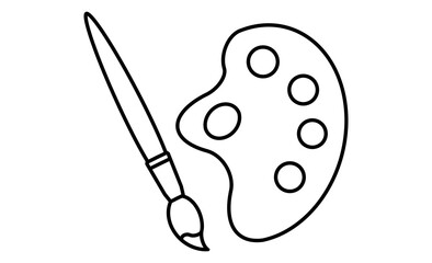 教科としての美術：パレットと筆のシンプルなアイコンイラスト