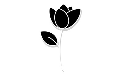 趣味：ガーデニングを表現する花のモノクロアイコンイラスト