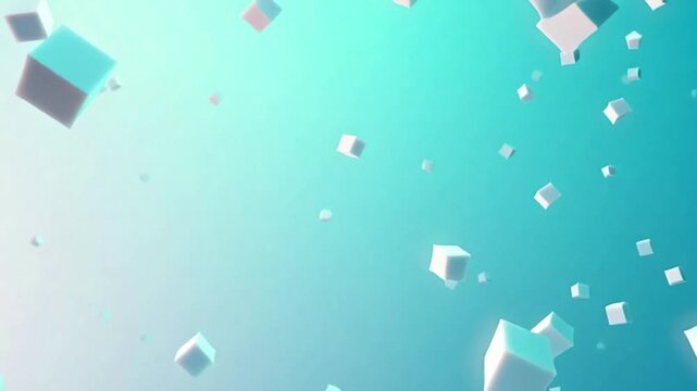 Abstract soft green 3d geometric squares background with vibrant gradients and minimalist architectural texture seamless loop motion graphic for modern clean design presentation