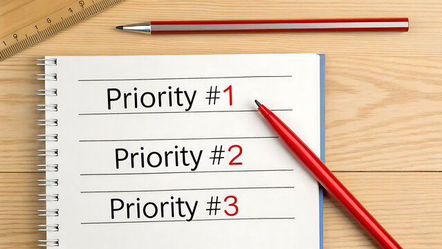 Organized task priorities on notepad