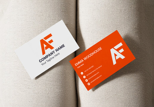 Business Card Mockup on Fabric Texture