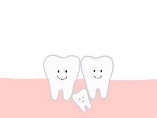 歯と歯の間：埋没歯・過剰歯のあるイラスト・主線あり