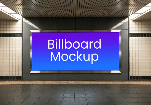 Horizontal Subway Billboard Mockup
