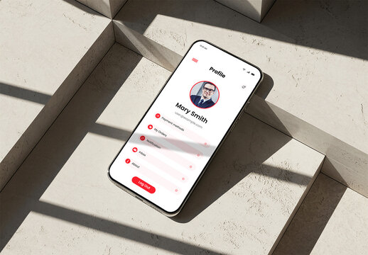 Mobile Profile Screen Mockup with User Interface