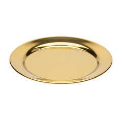 Round gold plate isolated on transparent background