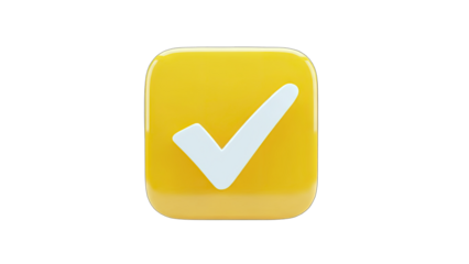 Checkmark Icon on Yellow Square - Approved Concept