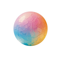 A vibrant, cracked orb glows with a pastel rainbow hue against a pristine white background.