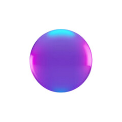 A vibrant, iridescent sphere reflecting shades of purple, pink, and blue against a plain white background.