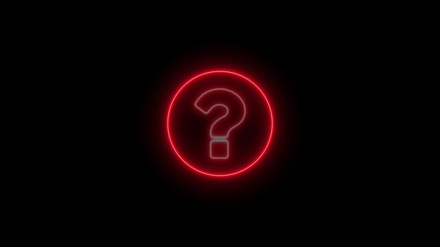 Glowing Red Question Mark Symbol in Circle on Black Background neon sign query symbol