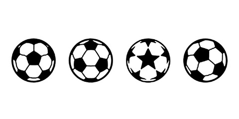 Fototapeta premium Set of monochrome soccer balls. Football or soccer related. Collection symbol of football