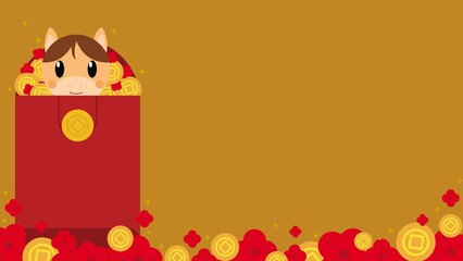 Cute Horse Lunar New Year Background