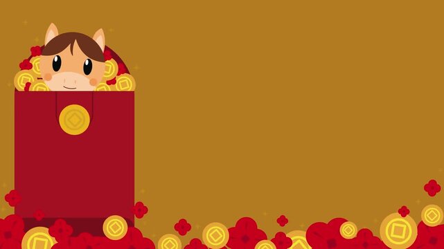 Cute Animated Horse Red Envelope