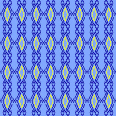 seamless pixel art pattern inspired by traditional Northern Thai textile designs.