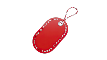 Red Price Tag with String Isolated on White Background