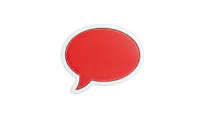 Red Speech Bubble Icon on White Background