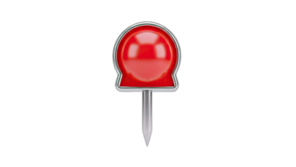 Red Push Pin Isolated on White Background