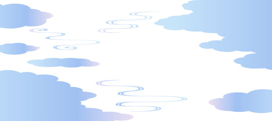 流水紋と雲取りの背景イラスト　和風　波紋　吉祥文様