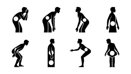 Simple silhouette guide for proper lifting techniques and back safety