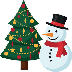 Christmas tree and snowman