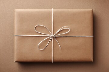 Elegant Brown Gift Package Wrapped with Twine for Special Occasion