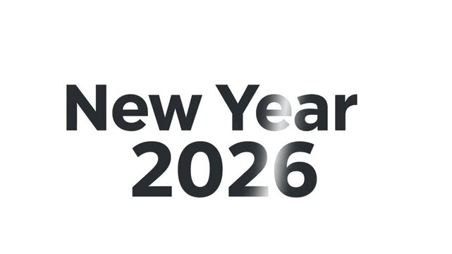 new year 2026 text animation with fade effect and modern design