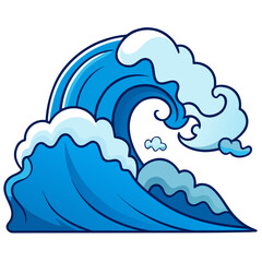 Ocean waves collection. Sea storm wave isolated. Waves, water elements set. Nature wave water storm linear style illustration