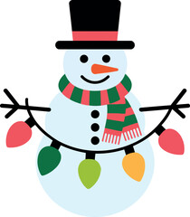 Snowman with christmas lights