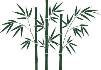 Bamboo stalk and leaf silhouette vector illustration, featuring oriental forest nature plant, perfect for Japanese, Chinese, garden, spa, and Asian zen decorative graphic design.