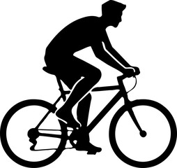 Fototapeta premium A black silhouette of a man riding a bicycle