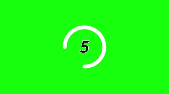 Black number countdown 10 second on white circle. green screem background. Suitable for educational materials, graphic design, banners, presentations, and birthday invitations.