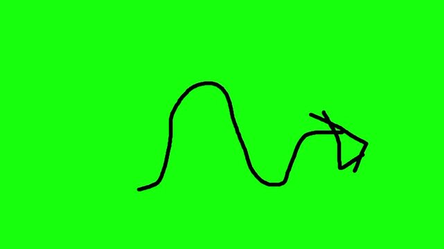 Black line squiggle against vivid green screen modern and artistic design suitable for backgrounds, banners, and abstract projects.