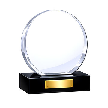 "Transparent PNG design featuring a glossy crystal prize trophy, perfect for events, awards, and modern competitions."