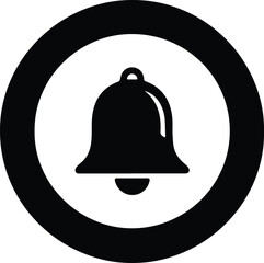 Vector Simple mobile application notification alert alarm bell icon circular outline silhouette Illustration