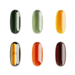 Glossy colored capsules in vertical layout
