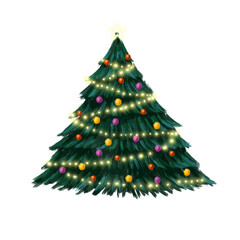 Christmas Tree with Snow and Lights