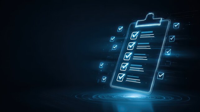 A digital governance panel connecting policy distribution approval control monitoring stages profile security management system patterns and a unified checklist